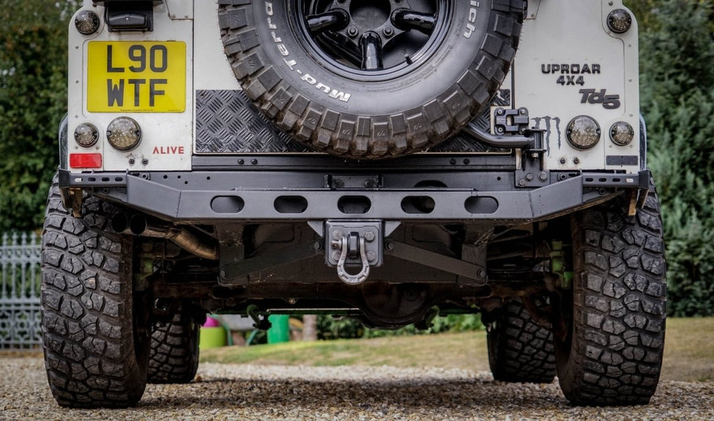 Land Rover Defender Rear Recovery Land Rover Defender Titan Stainless Steel Tow Rear Step – Uproar 4x4